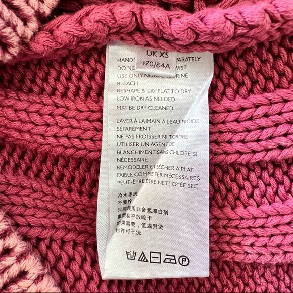 Free People Sweetheart Mock Neck Pink Sweater Size XS Jumper Chunky Knit Boho - Picture 9 of 10